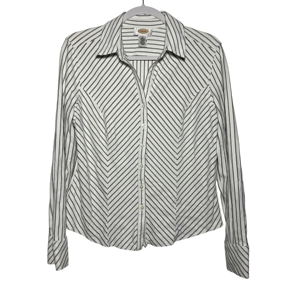 FLAW Talbots Womens Striped Button Down Shirt Long Sleeve Collared‎ Top M